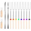 Stainless Steel Roasting Sticks Set 31.9in Extendable Telescoping Marshmallow Hot Dog Fork Skewers Set