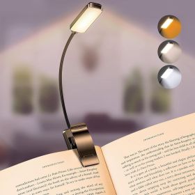 LED Rechargeable Book Light for Reading in Bed (Color: Black)