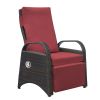 Outdoor Adjustable Wicker Recliner with Flip Table