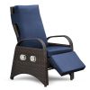 Outdoor Adjustable Wicker Recliner with Flip Table