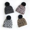 Leopard Print Baby Infant Beanie Knit Warm Winter POM Skull Cap Hat