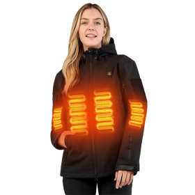 Heated Jacket For Women, ANTARCTICA GEAR Winter Coat With 12V 16000mAh Battery Pack, Soft Shell Heating Hood Jacket (Option: Black-S)