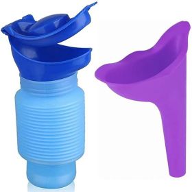 ccPortable Adult Urinal Outdoor Camping High Quality Travel Urine Car Urination Pee Soft Toilet Urine Help; Toilet For Men Women (Color: Blue + Purple)