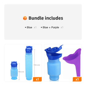 ccPortable Adult Urinal Outdoor Camping High Quality Travel Urine Car Urination Pee Soft Toilet Urine Help; Toilet For Men Women (Color: Blue+[Blue + Purple])