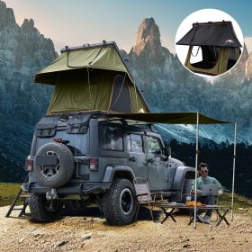 Roll over image to zoom in Adventurer Plus Rooftop Tent Hardshell with Side Awning, Air Conditioner Outlet with Bracket, &Replaceable Rain Flies (Color: Olive Green)